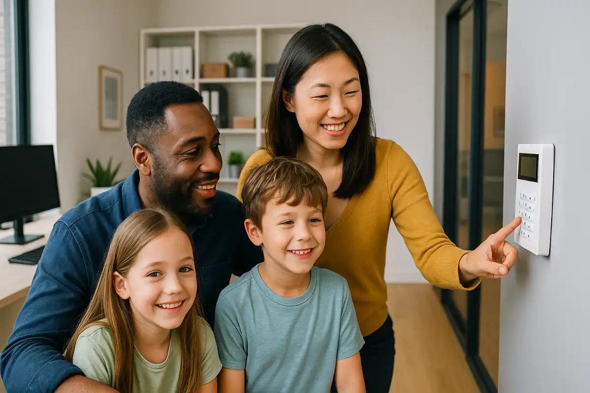 famille utilisant un système de fermeture centralisée